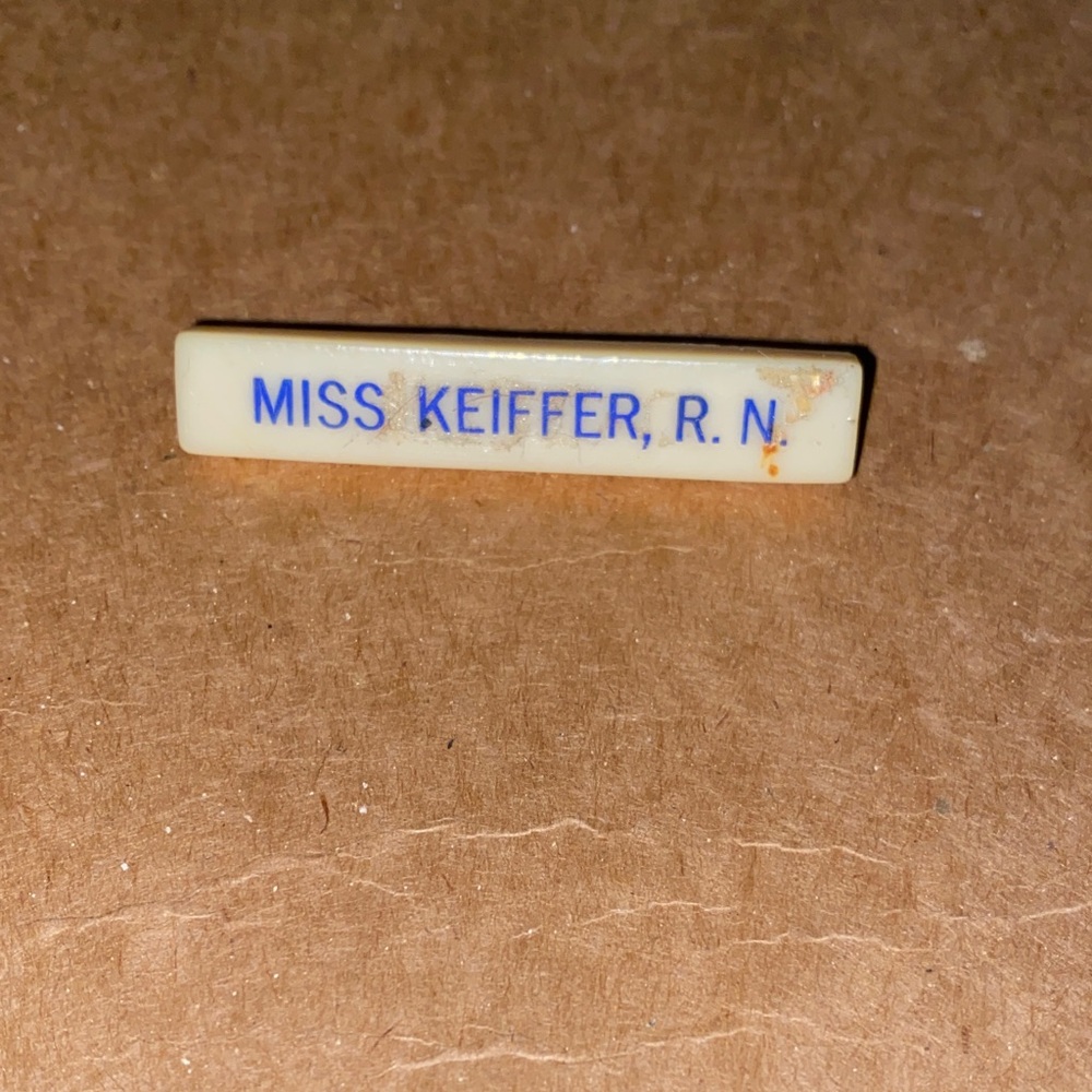 Vintage Registered Nurse Miss Keiffer, RN Name Badge Name Tag Halloween